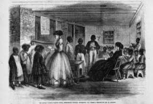 (Figure Two) The Misses Cooke's Schoolroom, Freedman's Bureau, Richmond, Virginia, 1866. Jas. E. Taylor. Illustrated in: Frank Leslie's illustrated newspaper, v.23, 1866 Nov. 17, p. 132. Library of Congress Prints and Photographs Division Washington, D.C. USA